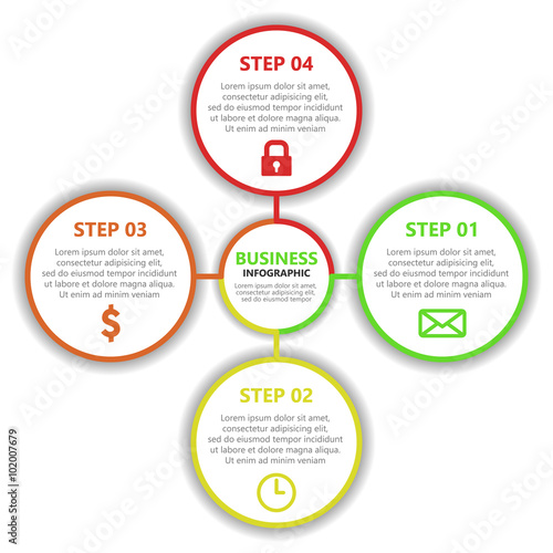 Infographic report template with circles and icons. Vector EPS10