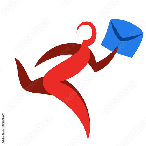 Abstract runner symbol. Delivery courier logo illustration. Move