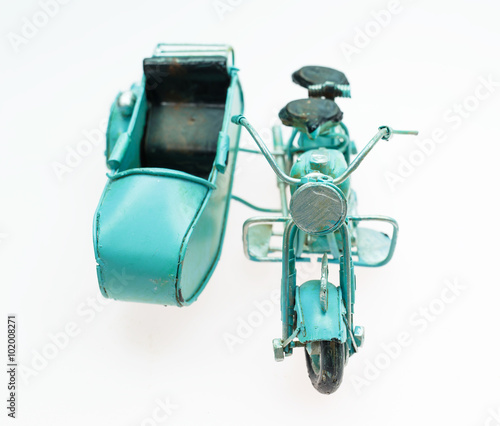 blue vintage motorcycle toy