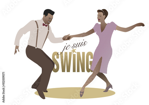 Elegant couple dancing swing. Je suis swing (I'm swing)