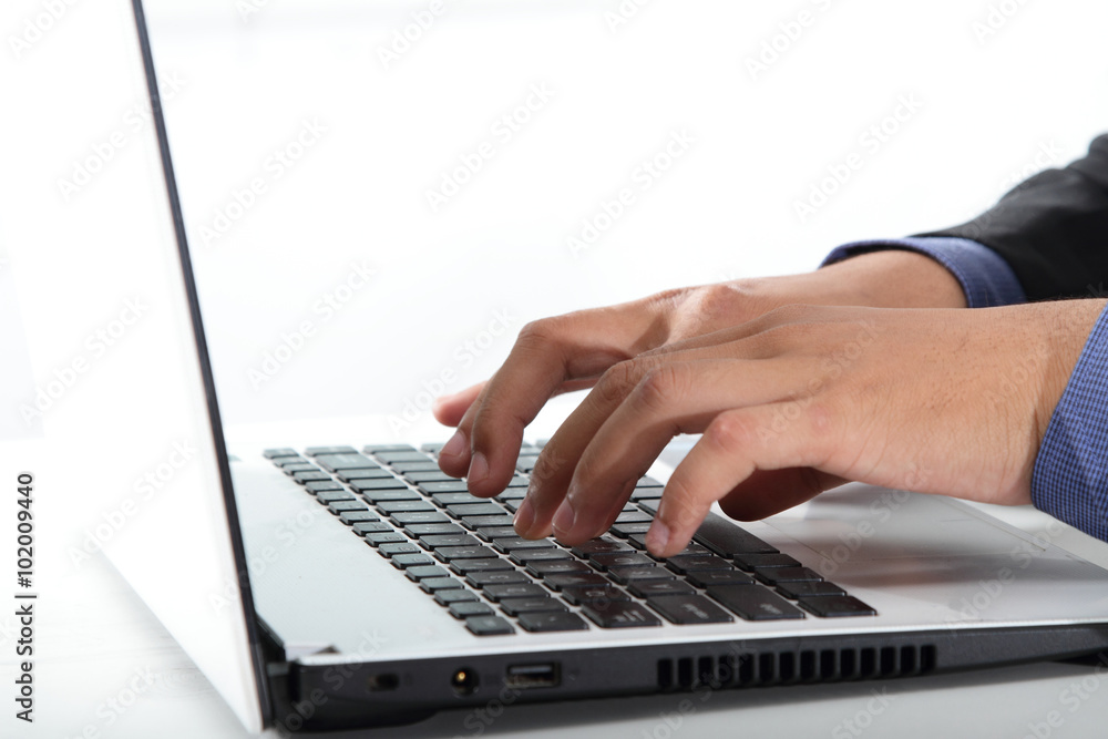 Business person working on computer against technology background Business person working on computer against technology background