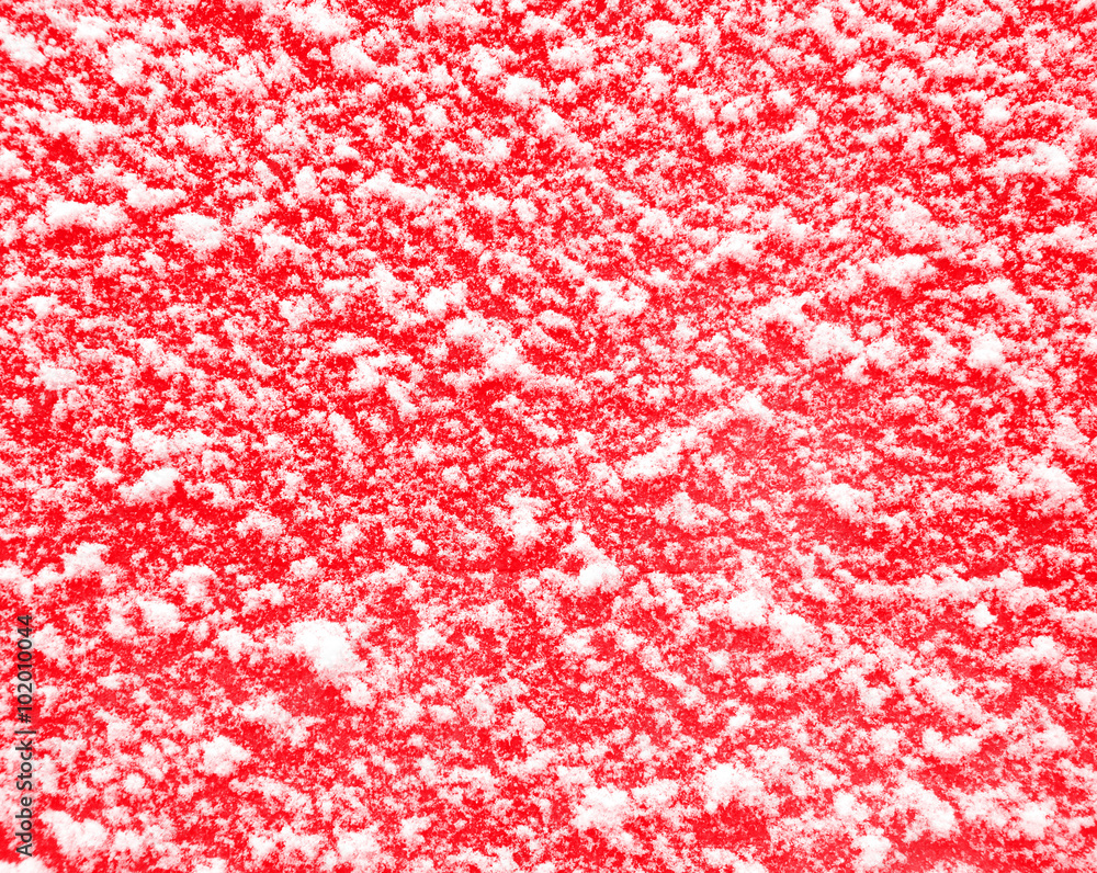 red background with snow.