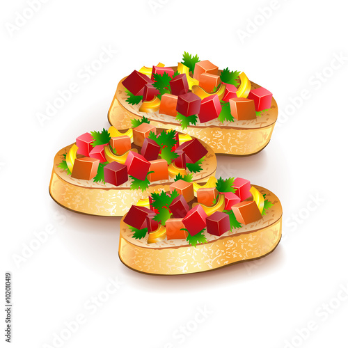 Bruschetta isolated on white vector