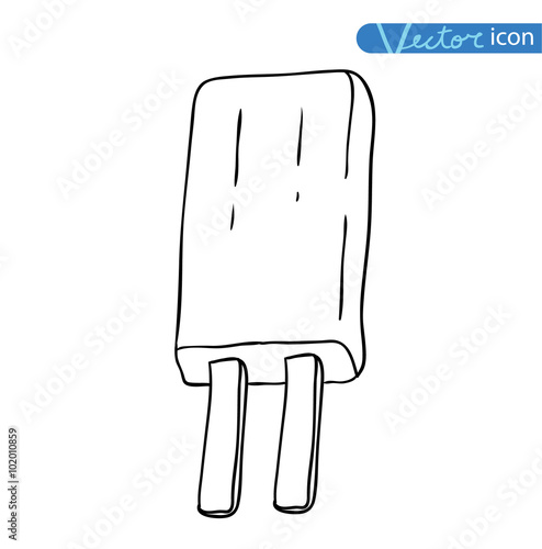 Icon of ice cream with cone, vector illustration.