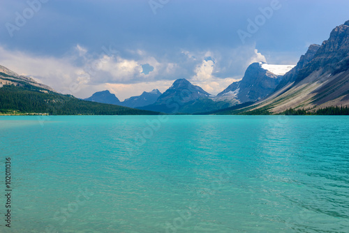 Majestic mountain lake in Canada. Bow Lake, Banff, Alberta.