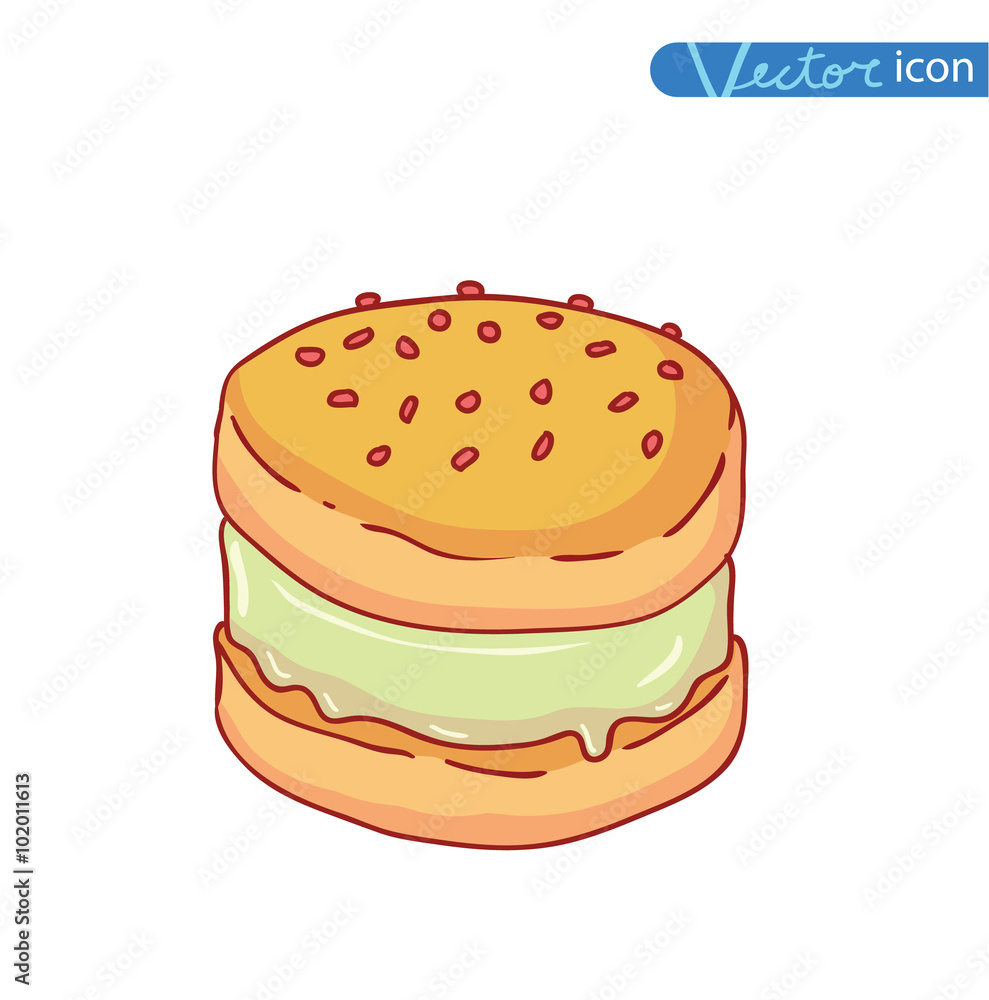 Icon of ice cream with cone, vector illustration. Icon of ice cream with cone, vector illustration.