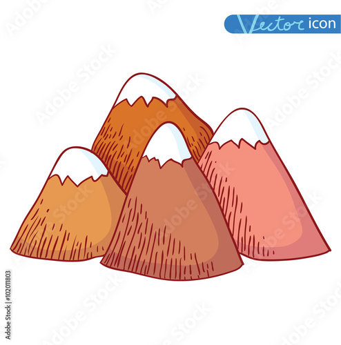Set of hand Drawn mountains vector illustration.