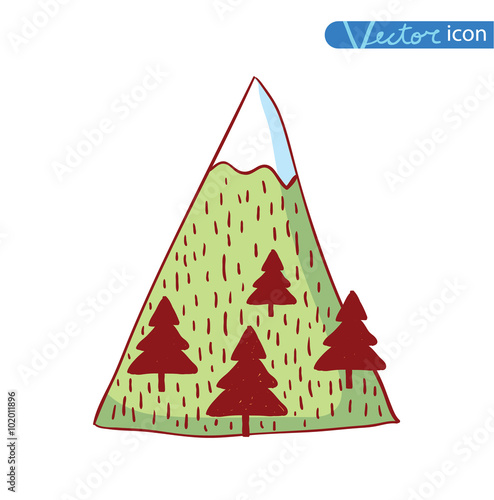 Set of hand Drawn mountains vector illustration.