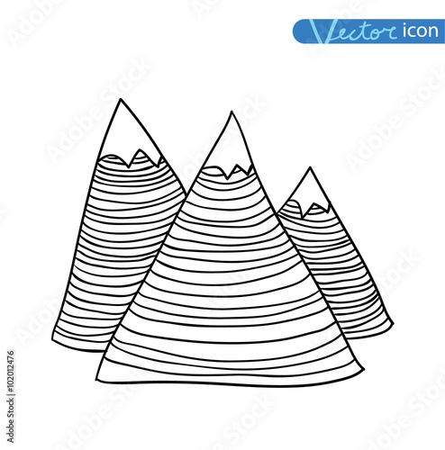 Set of hand Drawn mountains vector illustration.