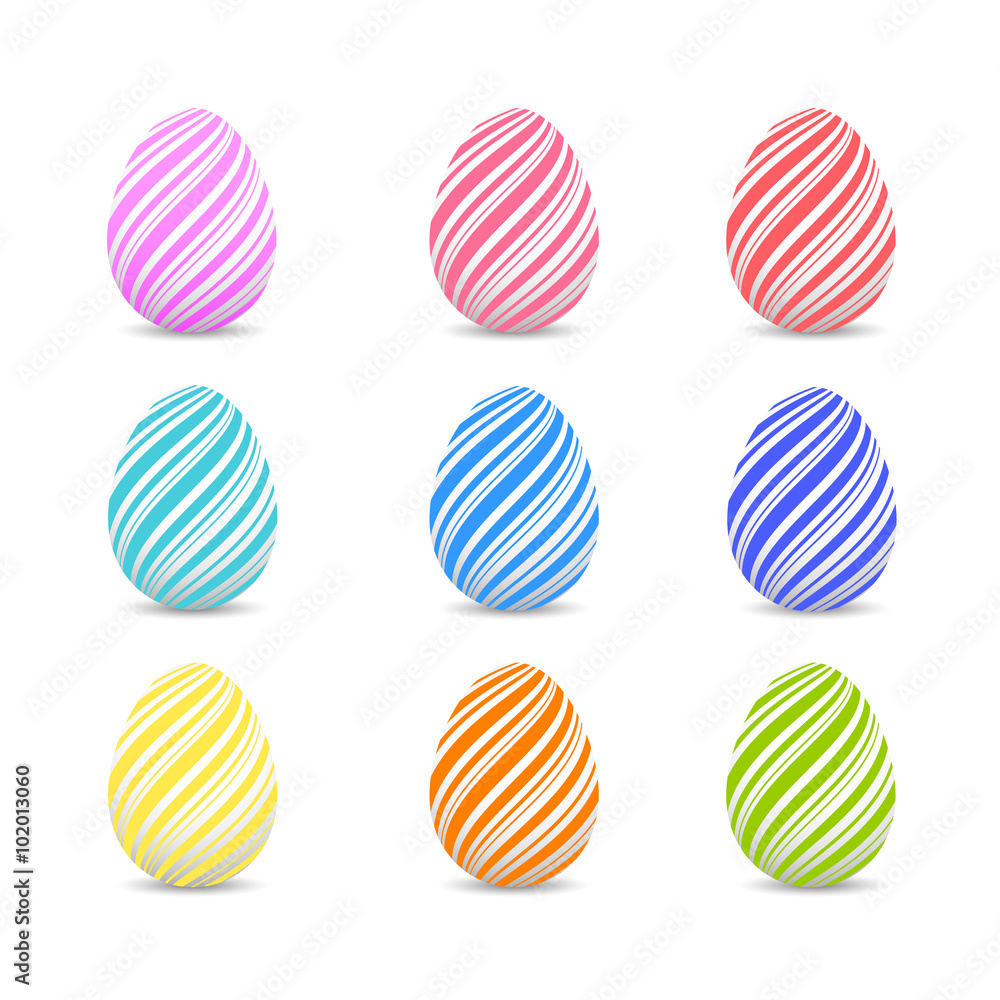 Set of colored Easter eggs on a white background Set of colored Easter eggs on a white background