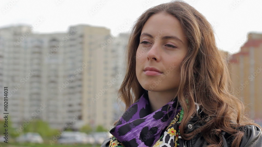 Pensive Woman Looking Away And Sighing Outdoors In City Pensive Woman Looking Away And Sighing Outdoors In City