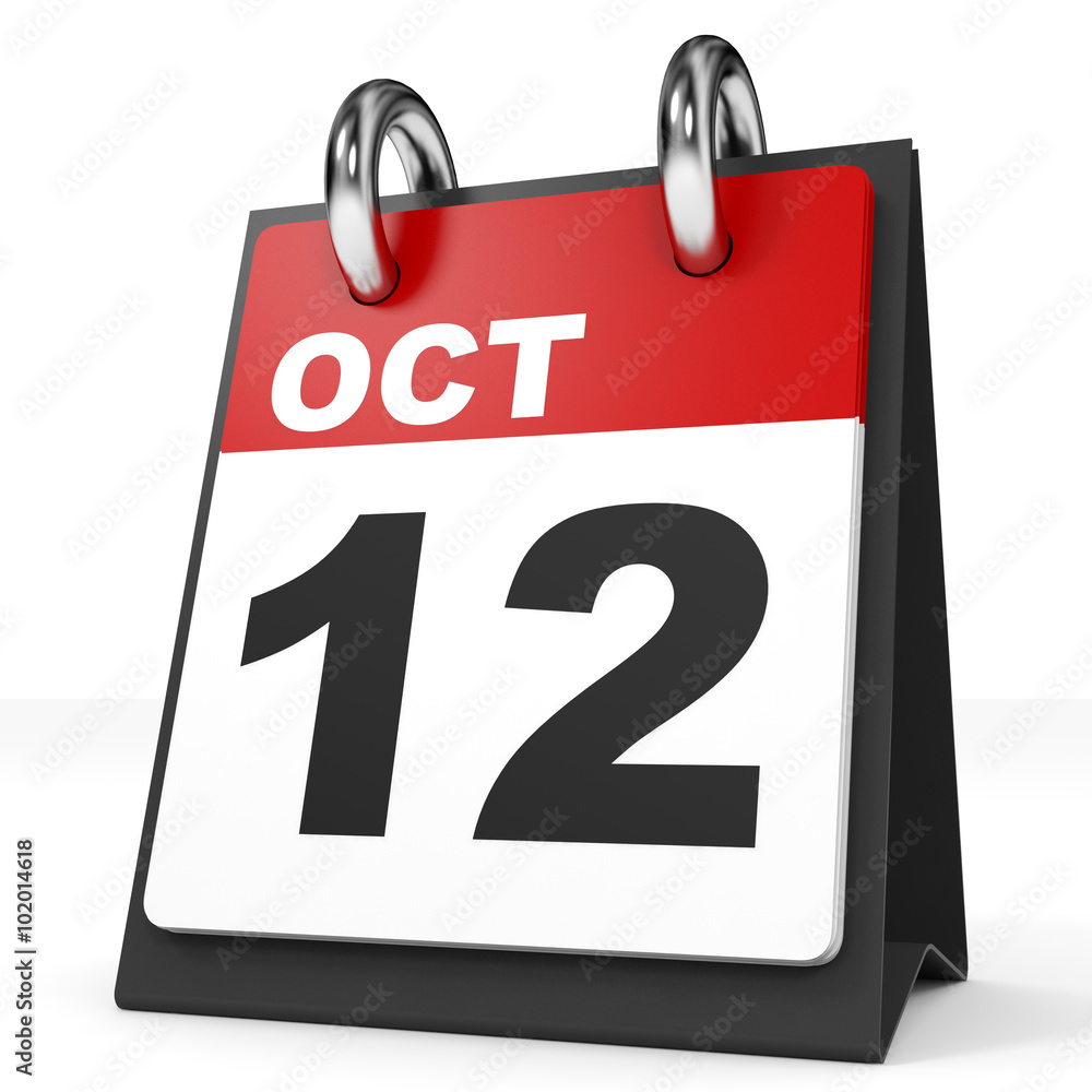 Calendar on white background. 12 October. Calendar on white background. 12 October.
