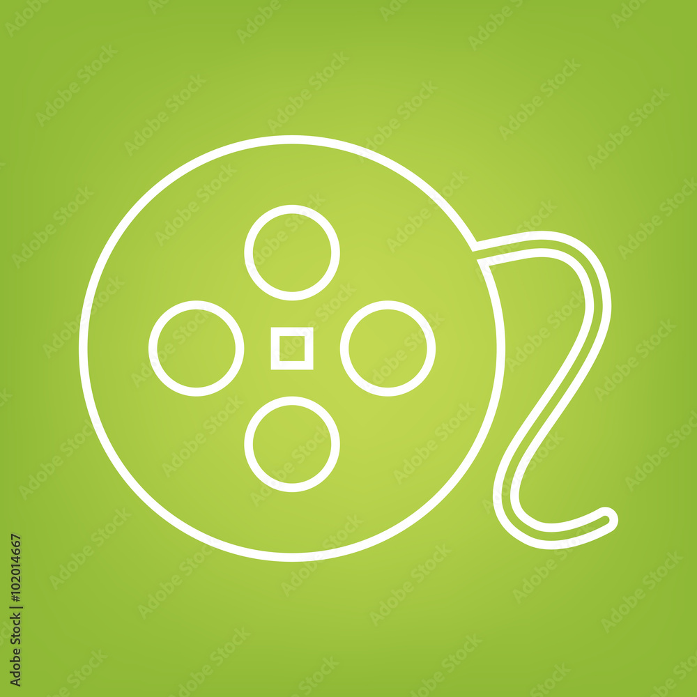 FIlm line icon on green background