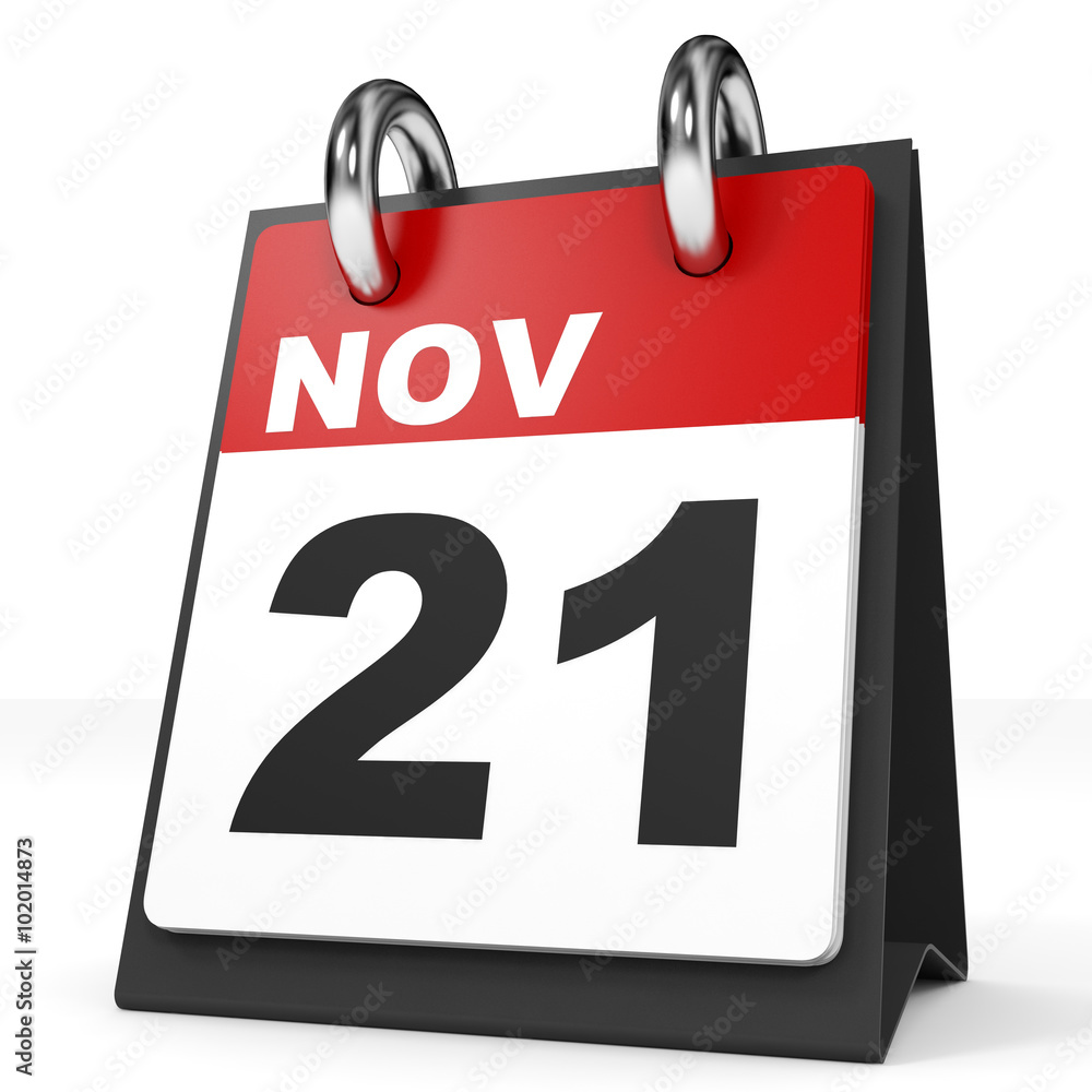 Calendar on white background. 21 November. Calendar on white background. 21 November.