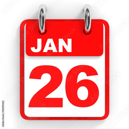 Calendar on white background. 26 January.