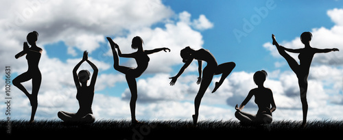 Silhouette donna meditazione yoga fitness photo
