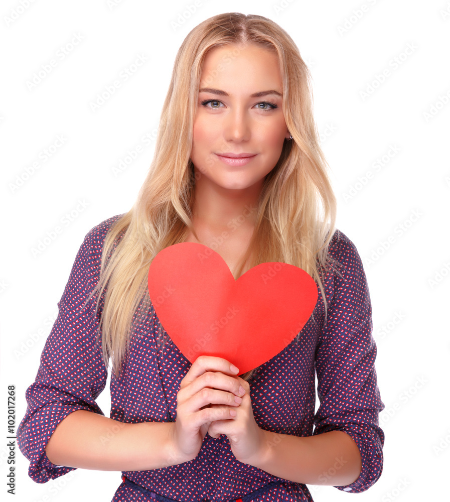 Beautiful woman with red heart Beautiful woman with red heart