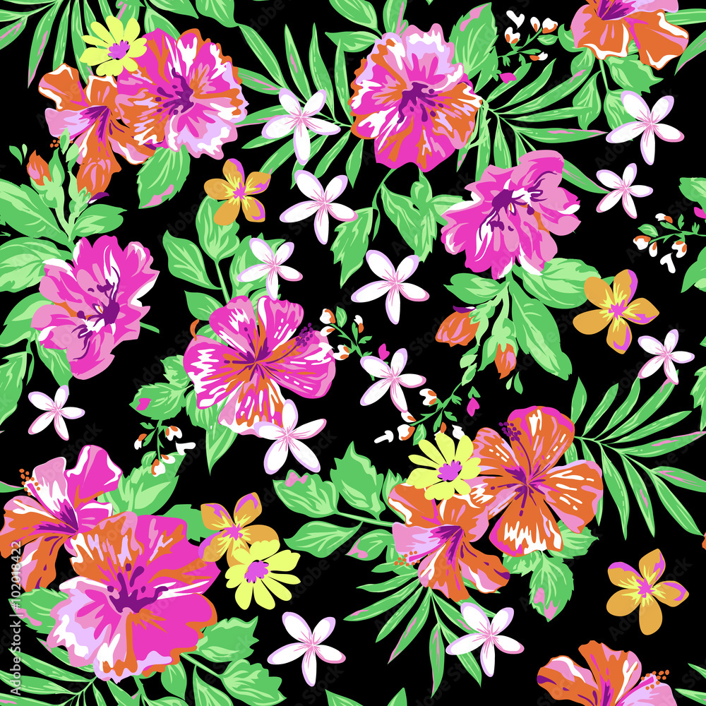 Cute tropical print ~ seamless background Cute tropical print ~ seamless background