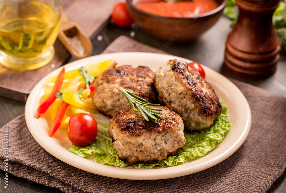 Meat cutlets on plate Meat cutlets on plate