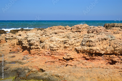 Rocks on the coast of Aegean Sea.