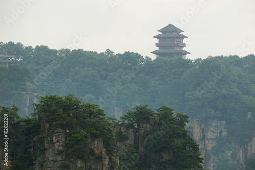 Impressive sandstone pillars in Tianzi area