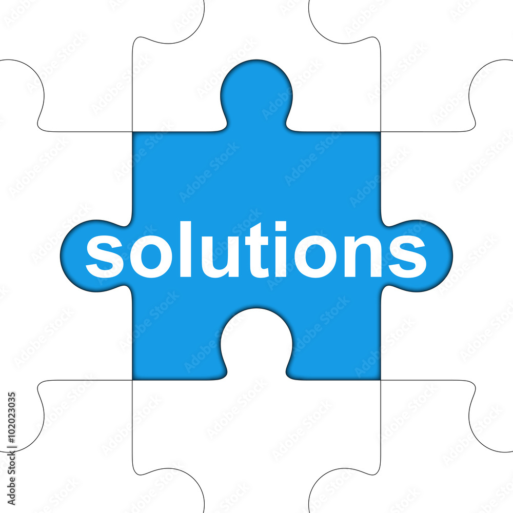 Icono plano solutions en puzzle con sombra Icono plano solutions en puzzle con sombra