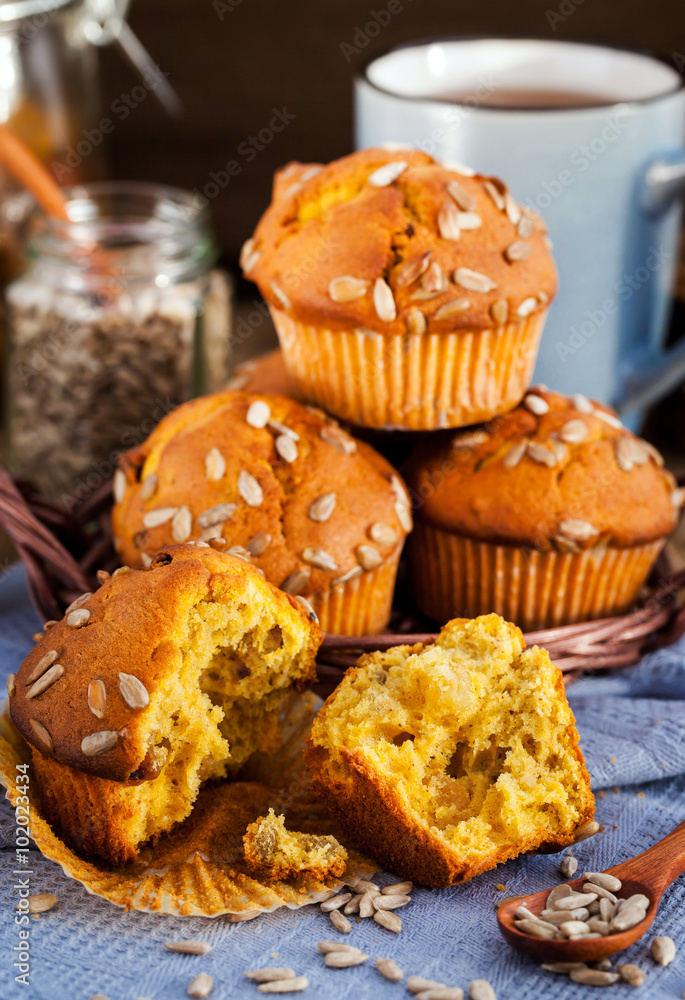 Fresh homemade delicious pumpkin muffins Fresh homemade delicious pumpkin muffins