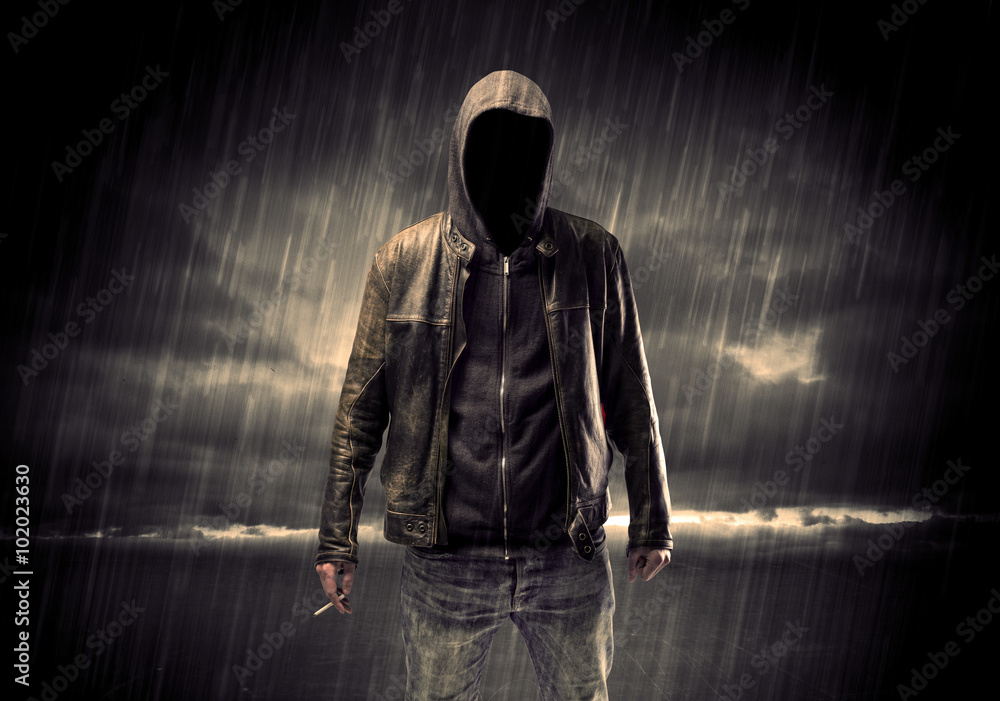 Anonymous terrorist in hoodie at night Anonymous terrorist in hoodie at night