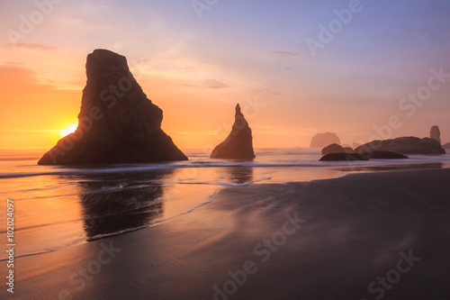 Sunset in Bandon Beach  Oregon coast