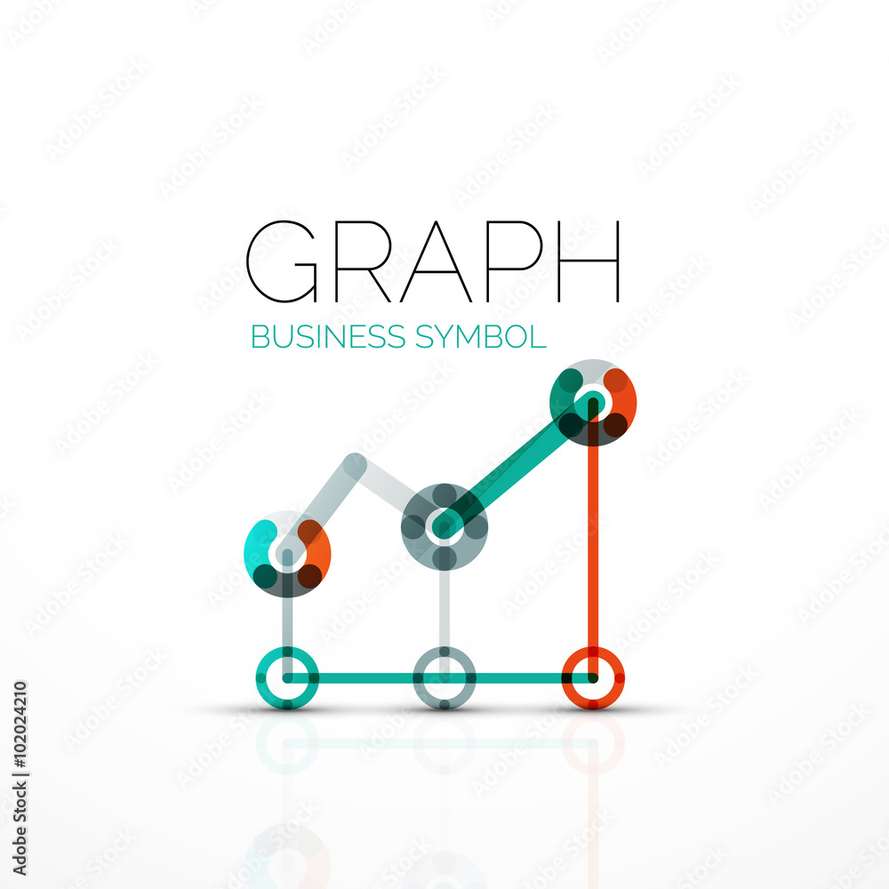 Abstract logo idea, linear chart or graph  business icon. Creative vector logotype design template