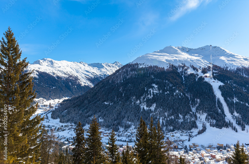 Beautiful view of Davos in Winter