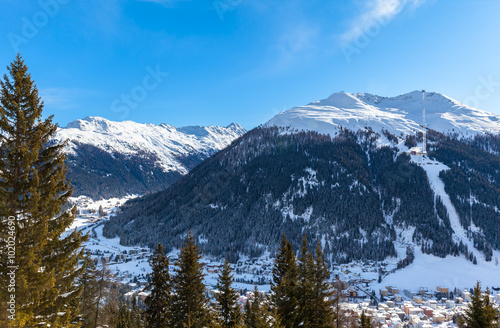 Beautiful view of Davos in Winter