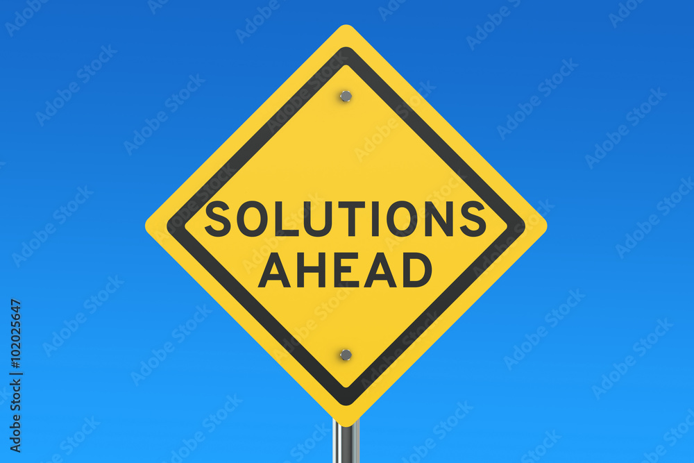 solutions ahead road sign