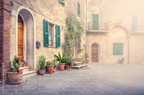 Fototapeta Naklejka Na Ścianę i Meble -  Beautiful street of Montisi, Tuscany