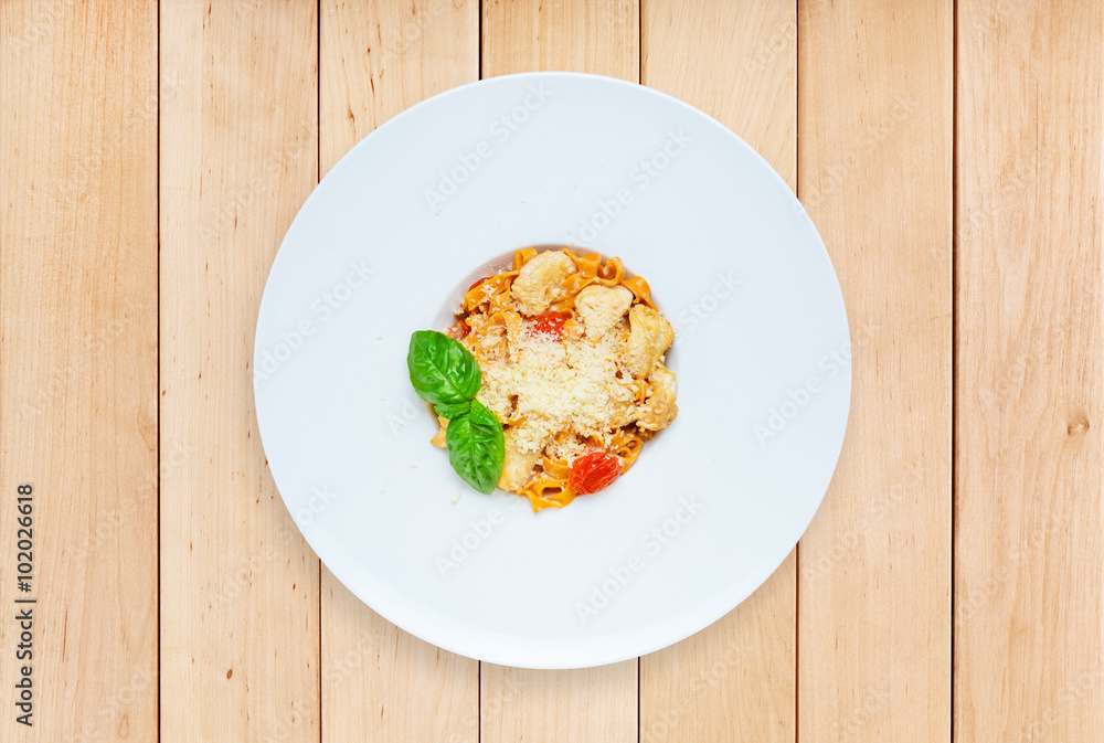 Traditional italian pasta with cured tomato Traditional italian pasta with cured tomato