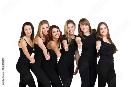 Group of young women isolated at white