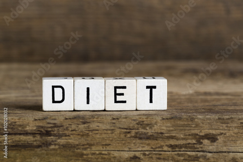 The word diet written in cubes