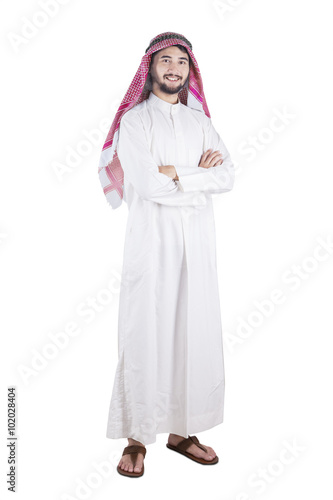 Arabic person standing in studio