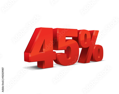 45 percent off, sale background, object 3D. Eps10 Vector.