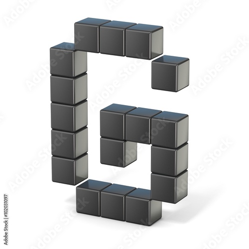 8 bit font. Capital letter G. 3D render illustration isolated on white background