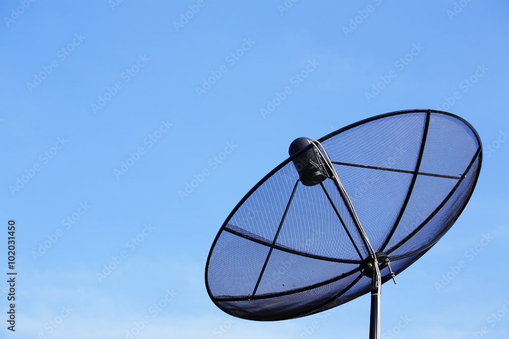 satellite dish against blue sky. satellite dish against blue sky.