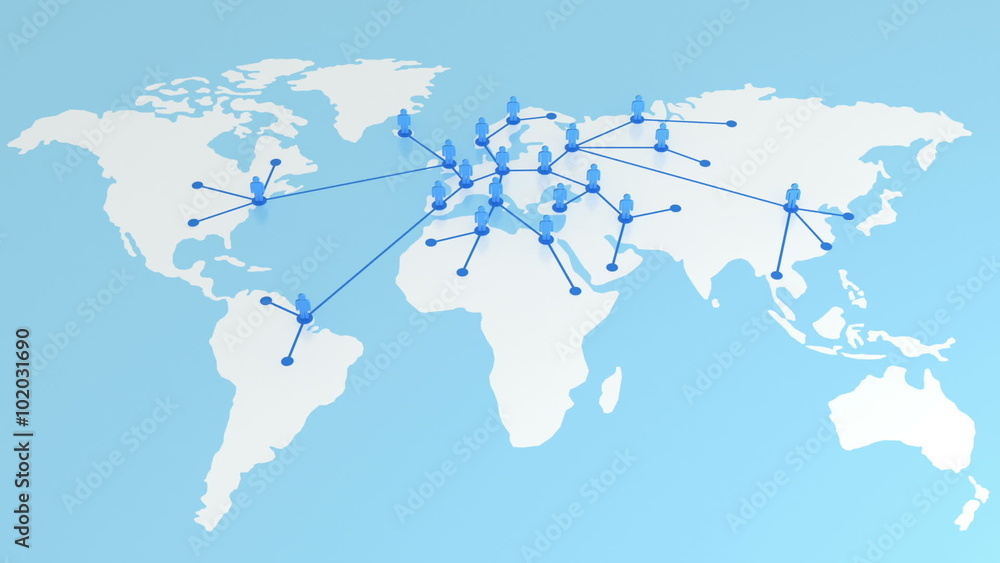 Network growing on the Earth map. Global Business Concept 3d animation. 3 backgrounds (blue, white, black). HD 1080.