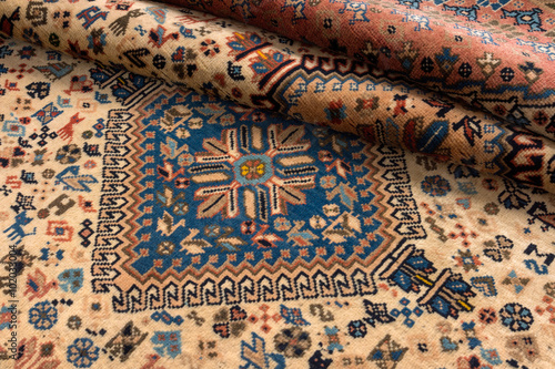 Close up of a fine persian Yalameh oriental carpet photo