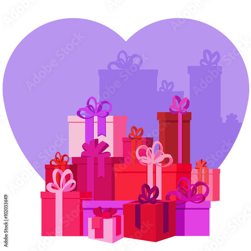 Flat mountain gifts and presents boxes illustration 