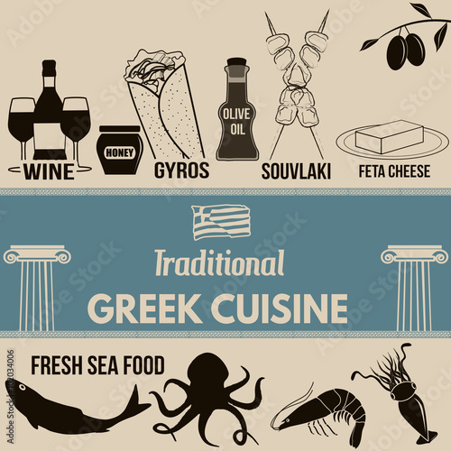 Traditional greek cuisine poster