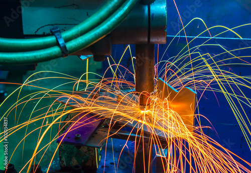 Spot welding machine Industrial automotive part in factory