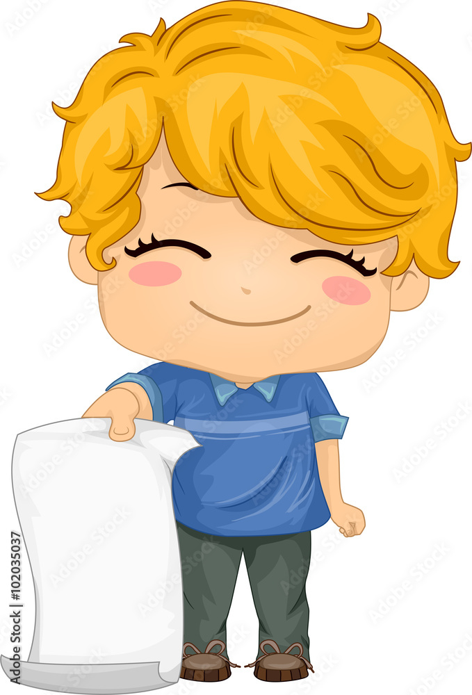 Fototapeta premium Boy Holding Long Paper
