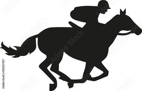 Obraz na plátne Horse race silhouette