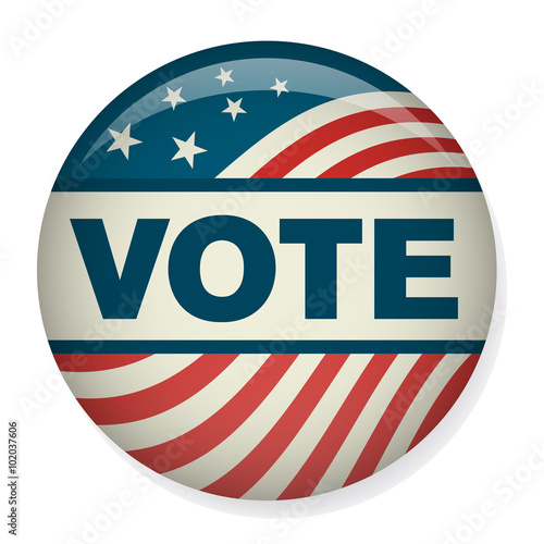Retro or Vintage Style Vote or Voting Campaign Election Pin Button or Badge.  Use this pin on infographics, blog headers, flyers, or web pages.  Or print it out and create a real pin or badge!