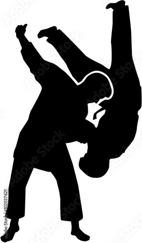 Judo fighters silhouette